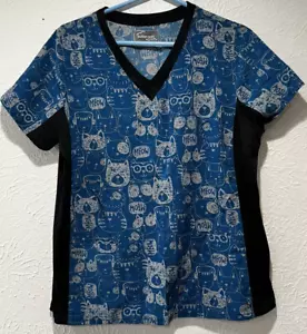 Butter-Soft Stretch Scrub Top Women’s Size Medium Short Sleeve, Cats Medical Vet - Picture 1 of 7