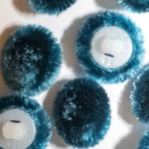 ONE SMALL SILK VELVET BUTTON, OCEAN GREEN, SIZE: 11.5 MM, WHITE BACK - Picture 1 of 4