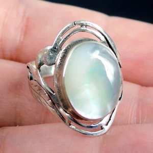 Anello in argento sterling 925 conchiglia madreperla gioiello, M (UK), 6 1/2 (USA) - Foto 1 di 7