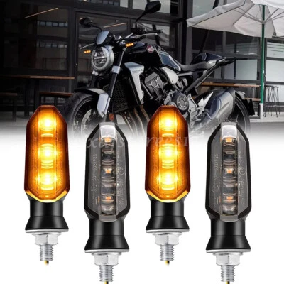 4x Motorrad Mini LED Blinker Universal E-Geprüft Schwarz Getönt Vorne Hinten 8mm - Bild 1 von 4