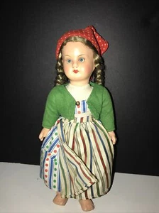Antique Papier-mâché Doll 11.5” Glass Rocking Eyes Marking HJ Head Orig. Clothes - Picture 1 of 12