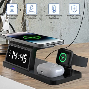 4 in1 Fast Wireless Charger Station Dock For Apple Watch iPhone 15 14 13 Pro US - Picture 1 of 28