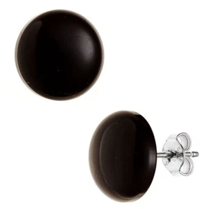 Orecchini A Perno 12Mm, Gioielli In Onice Nero, Argento 925, Rotondi Per Donne - Picture 1 of 1