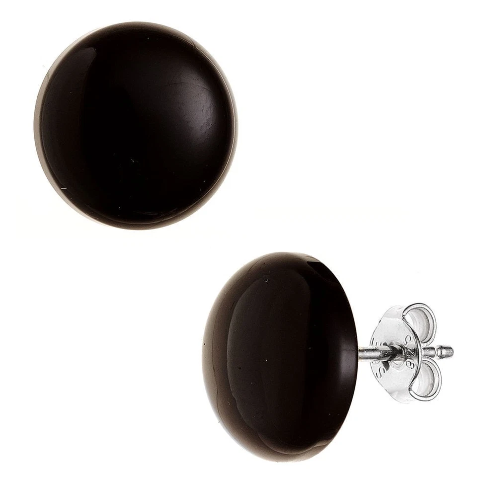 Orecchini A Perno 12Mm, Gioielli In Onice Nero, Argento 925, Rotondi Per Donne - Immagine 1 di 1