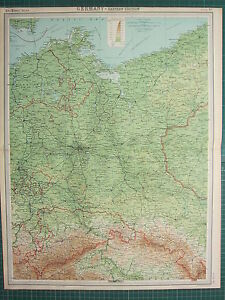 1921 LARGE MAP ~ GERMANY EASTERN SECTION BERLIN MECKLENBURG STETTIN FRANKFURT