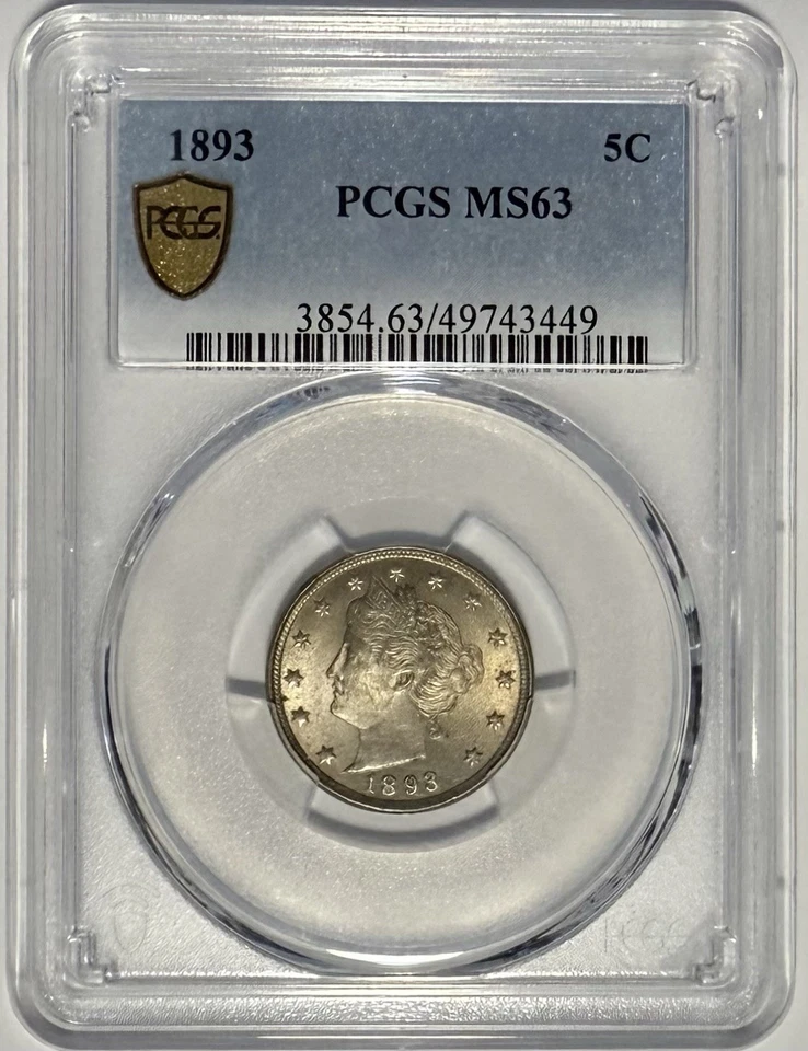 1893 Liberty V Nickel 5c PCGS MS63 ‼️TONS OF MINT LUSTER AND EYE APPEAL‼️ - Image 1 of 2