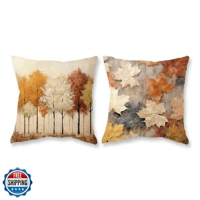 TAJWE Fall Pillow Covers 16x16 Set of 2 Autumn Leaves Thanksgiving Decorative - Image 1 of 4