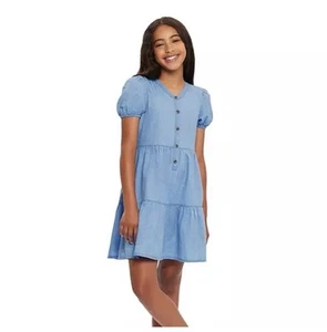 New Gap Kids Girls Short Sleeve Dress Chambray XS /4-5 - Picture 1 of 6