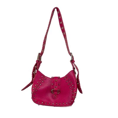 Urban Outfitters Devon Silver Studded Crossbody Bag Purse Pink Adjustable Strap - Image 1 of 4