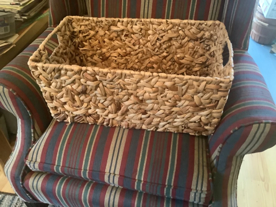 Vintage Wicker Basket 20” by 11” by 8 1/2” - Image 1 of 4