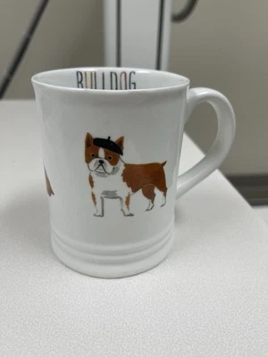 Fringe Studio French Bulldog Mug White Ceramic Dogs in Berets bulldog lovers  - Image 1 of 4
