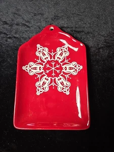 Mesa Home Products Snowflake Ceramic Serving Tray Red Winter Holiday Christmas - Picture 1 of 5