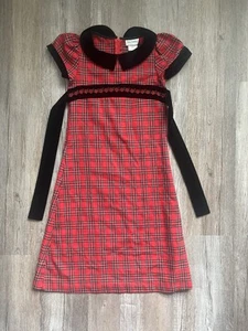 VTG Rare Editions Red And Black Velvet Dress Girls Size 10 - Picture 1 of 7