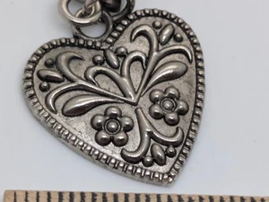 Decorative Silvertoned Metallic Heart Keychain - Picture 1 of 4