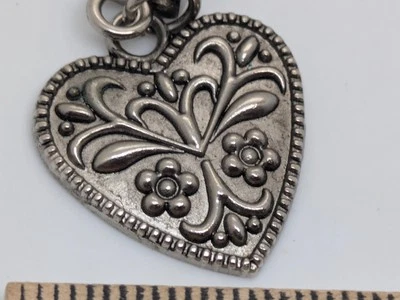 Decorative Silvertoned Metallic Heart Keychain - Image 1 of 4