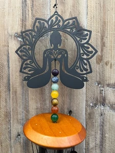 Buddha Chakra Metal/Wood Wind Chime 30" x 5.5" - Picture 1 of 6
