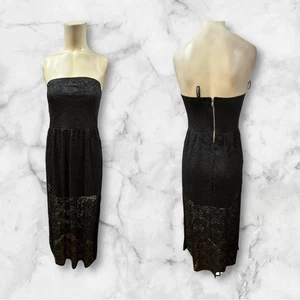 H&M, Damen, Kleid festlich lang, schwarz, Gr. S, ärmellos, Reißverschluss, Gummizug blond.! - Bild 1 von 11