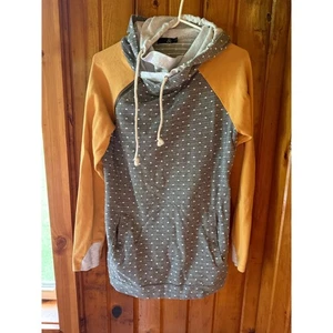 Gepunkteter Hoodie Wasserfallausschnitt Pullover Langarm, Größe S - Bild 1 von 7