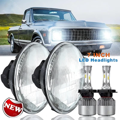 7'Round Led Headlight H4-H13 Hi/Lo Bulb for Chevy C10 C20 C30 G10 G20 K10 - Image 1 of 4