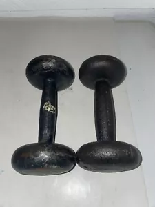 2 Vintage Healthways Dumbbells Cast Iron Gym Hand Weight 5 Lb Small Barbell - Picture 1 of 3