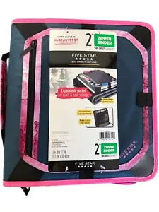 Five Star 580 Sheet Capacity Zipper Binder Portfolio Pink & Gray NEW - Picture 1 of 4