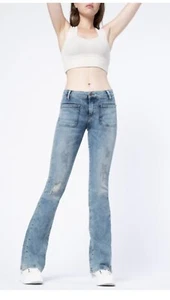 Parasuco Flare Women’s size 8 acid wash jeans 32/31 stretch Boho - Picture 1 of 11