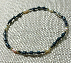 Vintage Hematite Fresh Water Pearls Gold Bead Anklet Bracelet 9" (B4)