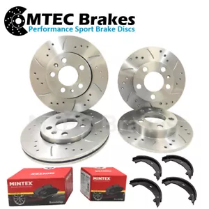 BMW E46 330i 330D COUPE DRILLED GROOVED Brake Discs KIT Mintex Pads with Shoes - Picture 1 of 8