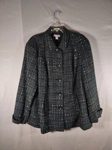 Chaqueta Blazer COLDWATER CREEK Mujer 2X (20W-22W Tejida Verde/Azul - Imagen 1 de 8