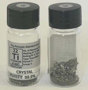 TITANIUM CRYSTALS 99.9% 2 Grams in Labeled Periodic Element Bottle PURE-ELEMENTS - Picture 1 of 3
