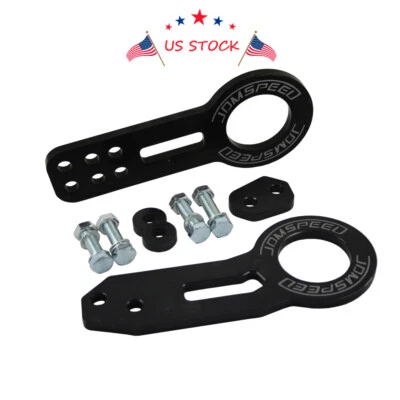 全新 JDMSPEED 数控阳极氧化黑色坯铝赛车前后拖钩套件 — 第 1/4 张图片