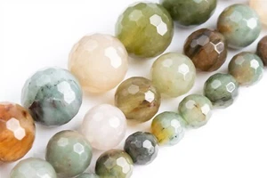 Natural Multicolor Moss Agate Grade AAA Micro Faceted Round Loose Beads 6/8/10MM - Picture 1 of 7