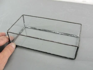 LEADED GLASS TRINKET PENCIL JEWELRY DISPLAY BOX RECTANGULAR NO LID 7.5"x3.5" VTG - Picture 1 of 5