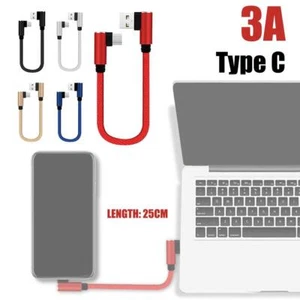 25 cm Short 90 Degree USB Type C Charging Cable USB-C Phone Charger Cable FAST - Picture 1 of 17