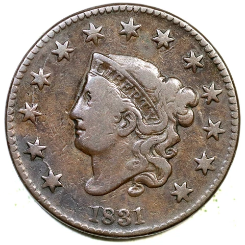 1831 N-9 R-2 LG Letters Matron or Coronet Head Large Cent Coin 1c Cover