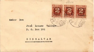 SCW 1937 cover from La Linea to Gibraltar CENTER STAMP INVERTED OVERPRINT (342) - Picture 1 of 2