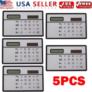 5PZ Calcolatrice tascabile 8 cifre ultra sottile mini sottile carta di credito energia solare US - Foto 1 di 11
