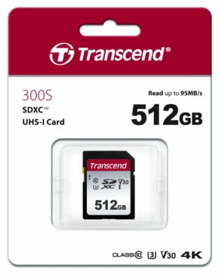 Transcend SDXC Karte 512GB Speicherkarte 300S UHS-I U3 4K V30 Class 10 - Bild 1 von 2