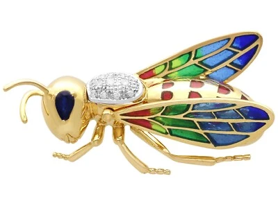 Broche de insectos vintage de oro amarillo de 18 quilates con zafiro y diamante Foto 1 de 4