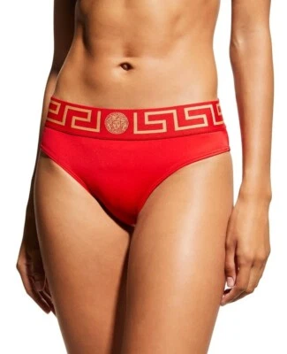VERSACE Greek key Medusa bikini brief bottoms bold red Godess beach sz 4/ L - Image 1 of 4
