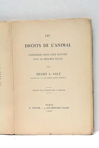 LIVRE ANCIEN SALT DROITS DE L'ANIMAL DEUXIÈME ÉDITION PARIS 1900 - Picture 1 of 7
