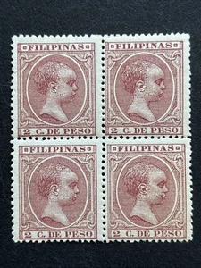 55409 Spain US Philippines Mint NHOG Block Of 4 1894? Sc#89? SP* - Picture 1 of 2