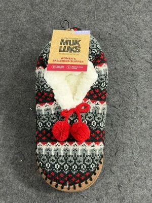 Muk Luks Women's Fair Isle Non-Slip Ballerina Slippers  L / XL  8-10 Warm & Cozy - Image 1 of 2