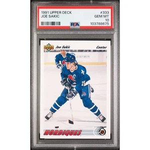 Upper Deck 1991 #333 Joe Sakic PSA 10 gemme ottime condizioni Quebec Nordiques - Foto 1 di 2