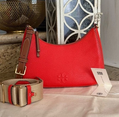 Tory Burch Thea Textured Convertible Crossbody, Poppy Red, $428 - Image 1 of 4