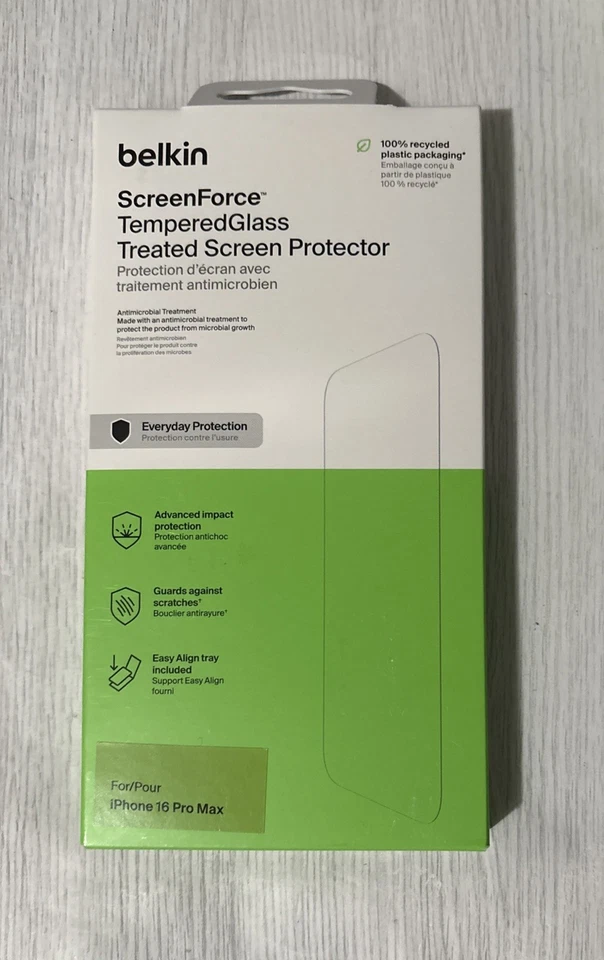 Belkin ScreenForce TemperedGlass Treated Screen Protector for iPhone 16 Pro Max - Image 1 of 1