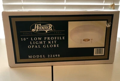 Hunter 10” Low Profile Light Kit Opal Globe #22498 Brand New - Image 1 of 4