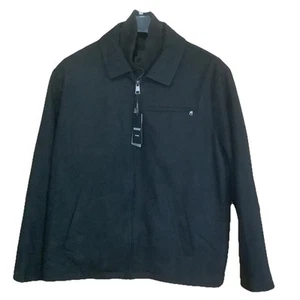 Murano Black Wool Mens Pea Coat Jacket Zip Up Warm Size 2XB New With Tag - Picture 1 of 12