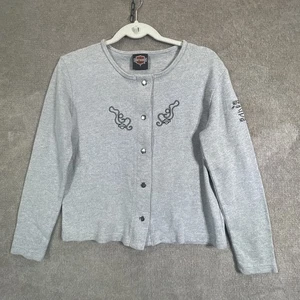 Harley Davidson Strickjacke Damen kleiner Druckknopf Langarm Made USA Biker - Bild 1 von 14