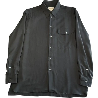 Camisa Ermenegildo Zegna Negra Seda Para Hombre Grande Manga Larga Relajada Italia NUEVA Foto 1 de 4